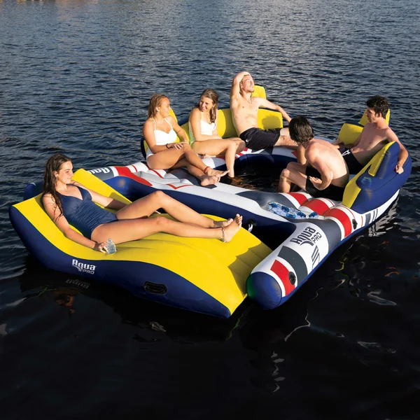 11′ x 8′ Inflatable Raft with Detachable Docking Lounge | 6-7 Person Lake Float