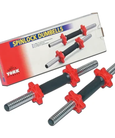 15″ Tubular Spinlock Dumbbell Handles w/ Red Collars