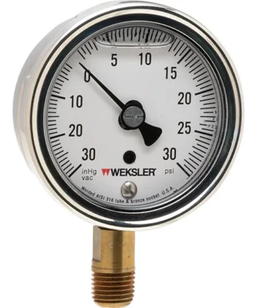 2.5 inch Heavy-Duty Liquid Filled Vacuum Gauge 0-30 Hg