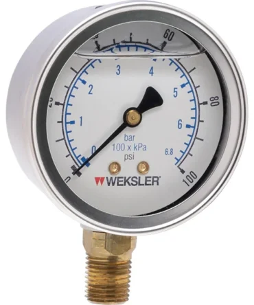 2.5 inch Standard Liquid Filled Pressure Gauge 0-100 PSI