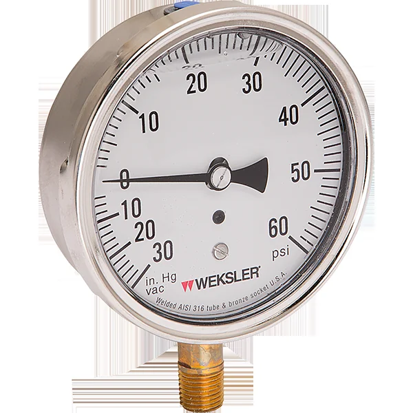 3.5 inch Heavy-Duty Liquid Filled Compound Gauge 0-30 Hg – 0-30 PSI