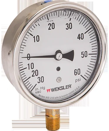 3.5 inch Heavy-Duty Liquid Filled Vacuum Gauge 0-30 Hg