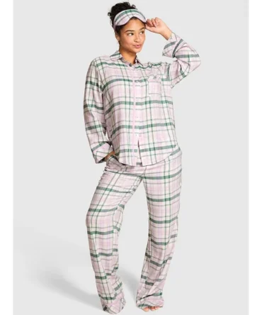3-Piece Flannel Eye Mask & Long Pajama Set