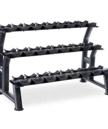 3-Tier Chrome Dumbbell Saddle Rack | 12 Pairs 48″