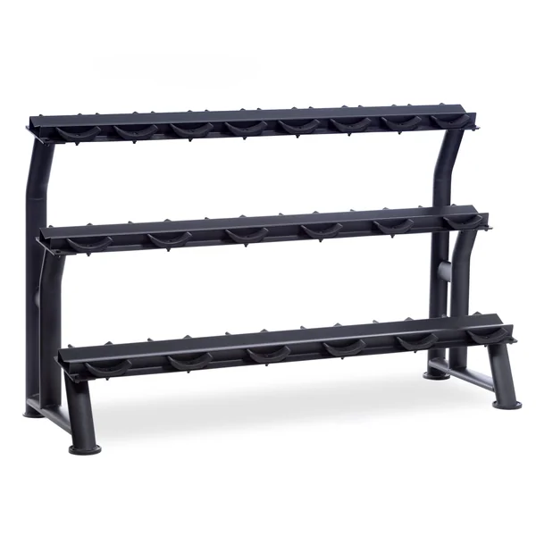 3-Tier Fixed Pro-Style Dumbbell Saddle Rack | 10 Pairs (5-50 lbs.)