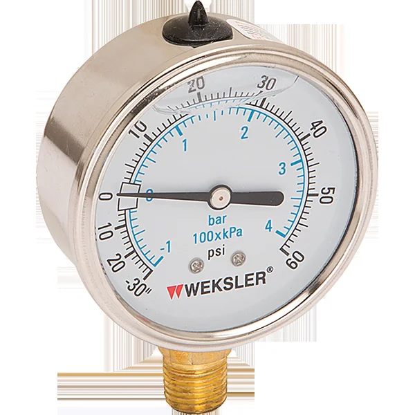 4 inch Standard Liquid Filled Compound Gauge 0-30 Hg – 0-60 PSI