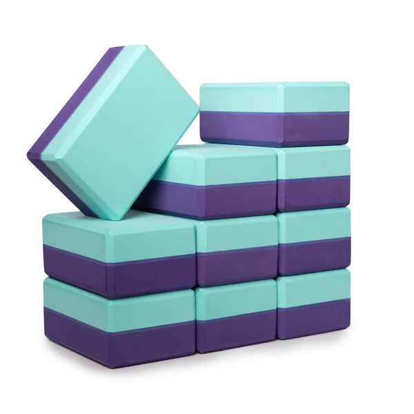 4 Inch Striped Yoga Blocks 10 Pack (4in x 6in x 9in) by Sunshine Yoga