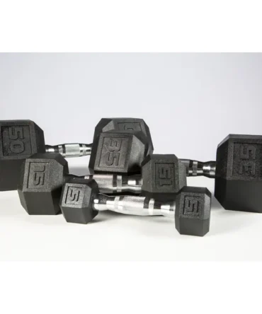 5-50lb York PVC Hex Dumbbell – Chrome Ergo Handle – SET