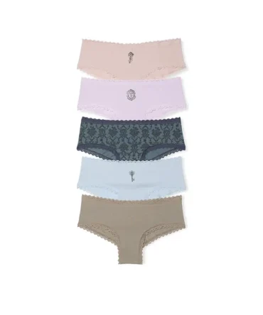 5-Pack Cotton Lace-Waist Cheeky Panties