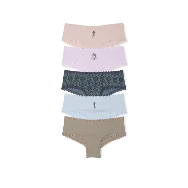 5-Pack Cotton Lace-Waist Cheeky Panties