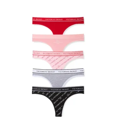 5-Pack Logo Cotton Thong Panties