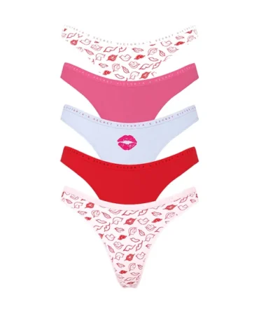 5-Pack Stretch Cotton High-Leg Scoop Thong Panties