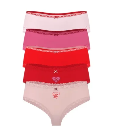 7-Pack Lace-Trim Cotton Cheeky Panties