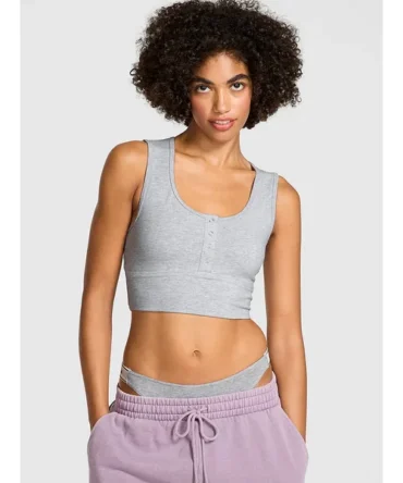 All-Day Cotton Henley Scoop Bra