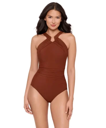 Aphrodite High Neck Notched One Piece Swimsuit