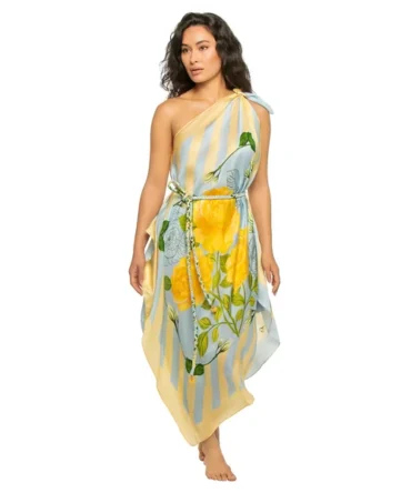 Asymmetrical Multi-Way Scarf Midi Dress