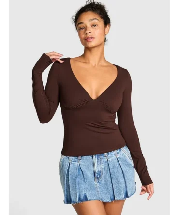 Base Stretch Ruched Long-Sleeve Tee