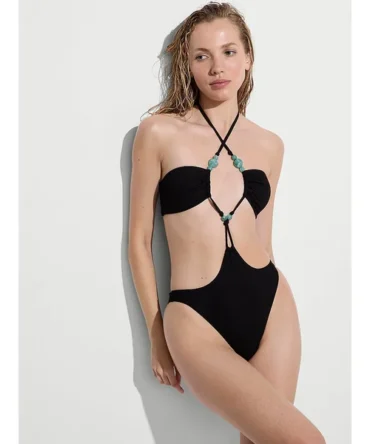 Beaded Cheeky Monokini One-Piece Swimsuit