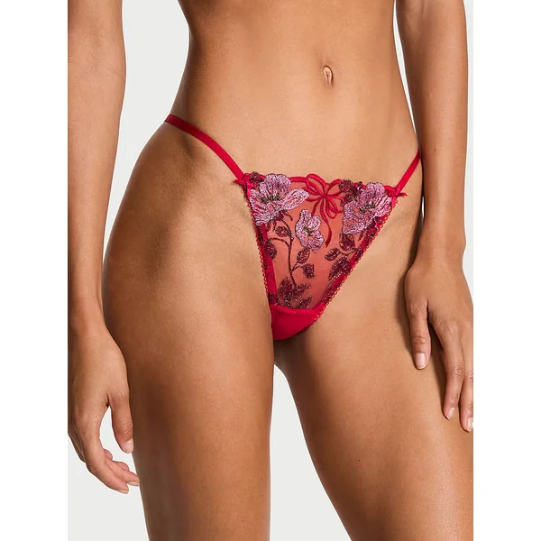 Beautiful Bows Embroidery V-String Panty