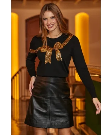 Black Leather A-Line Skirt