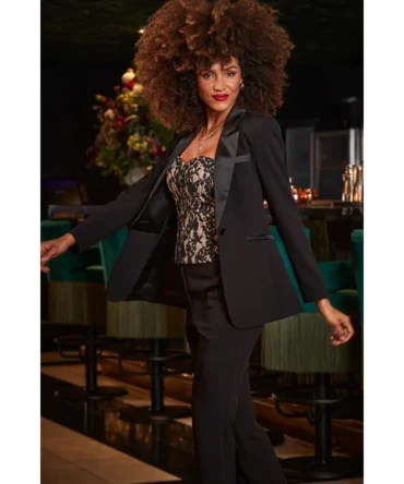 Black Satin Collar Tuxedo Blazer