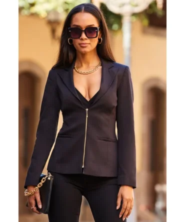 Black Zip Front Blazer