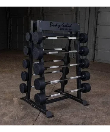 Body Solid Fixed Barbell Set with SBBR100 Rack-New
