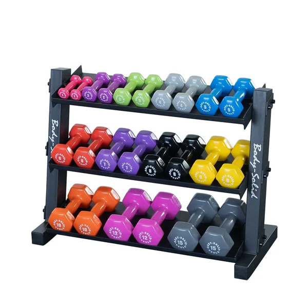 BODY-SOLID 3-TIER VINYL/NEOPRENE DUMBBELL RACK | GDR34B