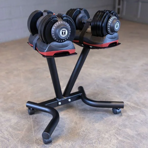 Body-Solid Tools Adjustable Dumbbell Stand with Locking Wheels-NEW IN BOX . Call For Lowest Price In the USA
