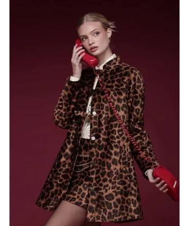 Bonded Velvet Leopard Jacket with Bow Detail