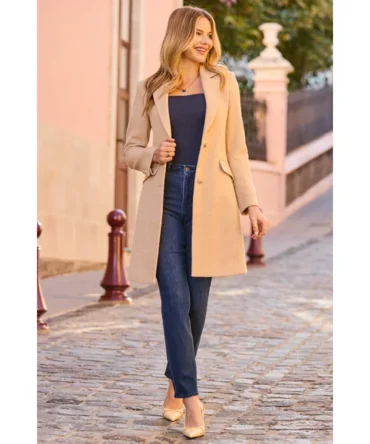 Buttermilk Tailored Boucle Coat With Gold Buttons