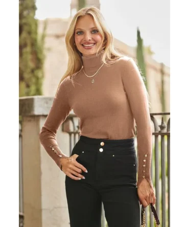 Camel Roll Neck Jumper