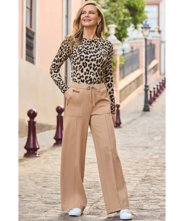 Camel Super Soft Wide Leg Trousers