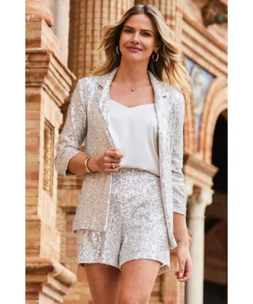 Champagne Gold Sequin Relaxed Fit Blazer