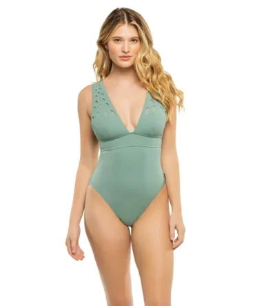 Charlie Rose Plunge One Piece Swimsuit