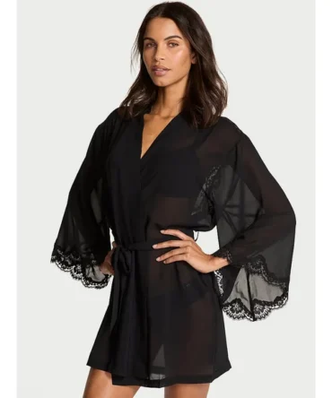 Chiffon & Lace Short Robe