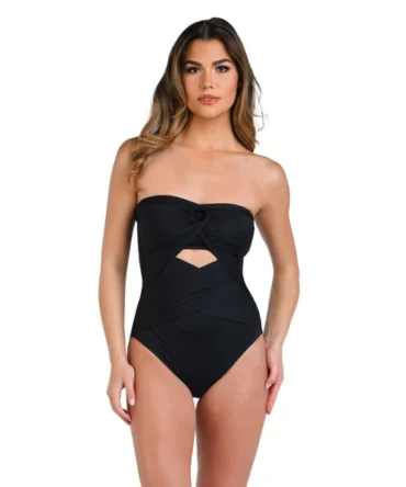 Convertible Draped Bandeau One Piece Swimsuit