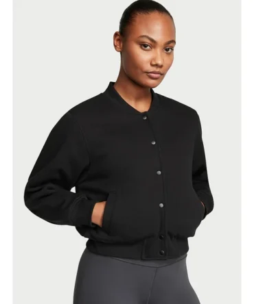 Cotton Fleece Snap Bomber Jacket