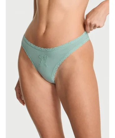 Cotton Lace Bow Thong Panty