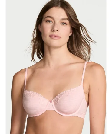 Cotton Shadow Stripe Unlined Demi Bra