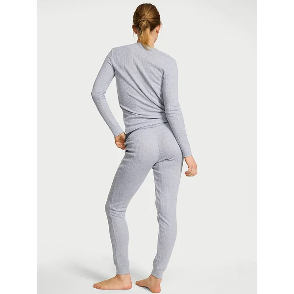 Cozy Pointelle Henley Long Pajama Set