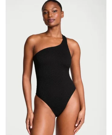 Crinkle One-Shoulder One-Piece Swimsuit