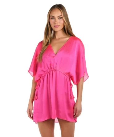 Crinkle V-Neck Tunic Cover Up