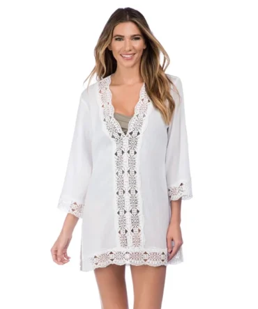 Crochet Lace Trim V-Neck Tunic