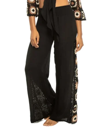 Crochet Panel Wide Leg Pants