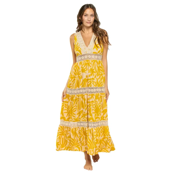 Crochet Trim Maxi Dress