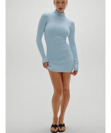 Date Night Ribbed Knit Mini Dress