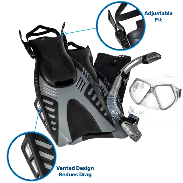 Dyna – 5 Piece Snorkeling Set – Large to Extra Large