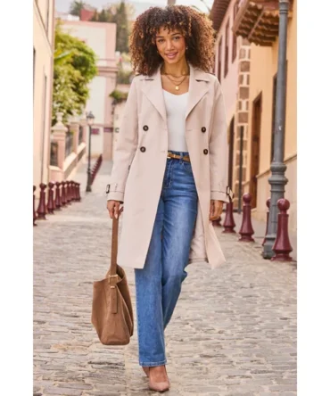 Ecru Cinched Waist Trench Coat