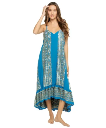 Embroidered Metallic Midi Dress